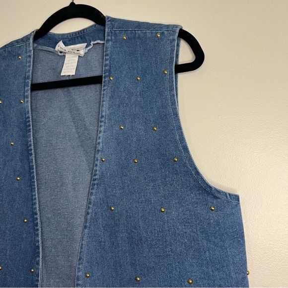 Vintage Studded Denim Vest USA Made One‎ Size Y2K 90’s western - Picture 2 of 5